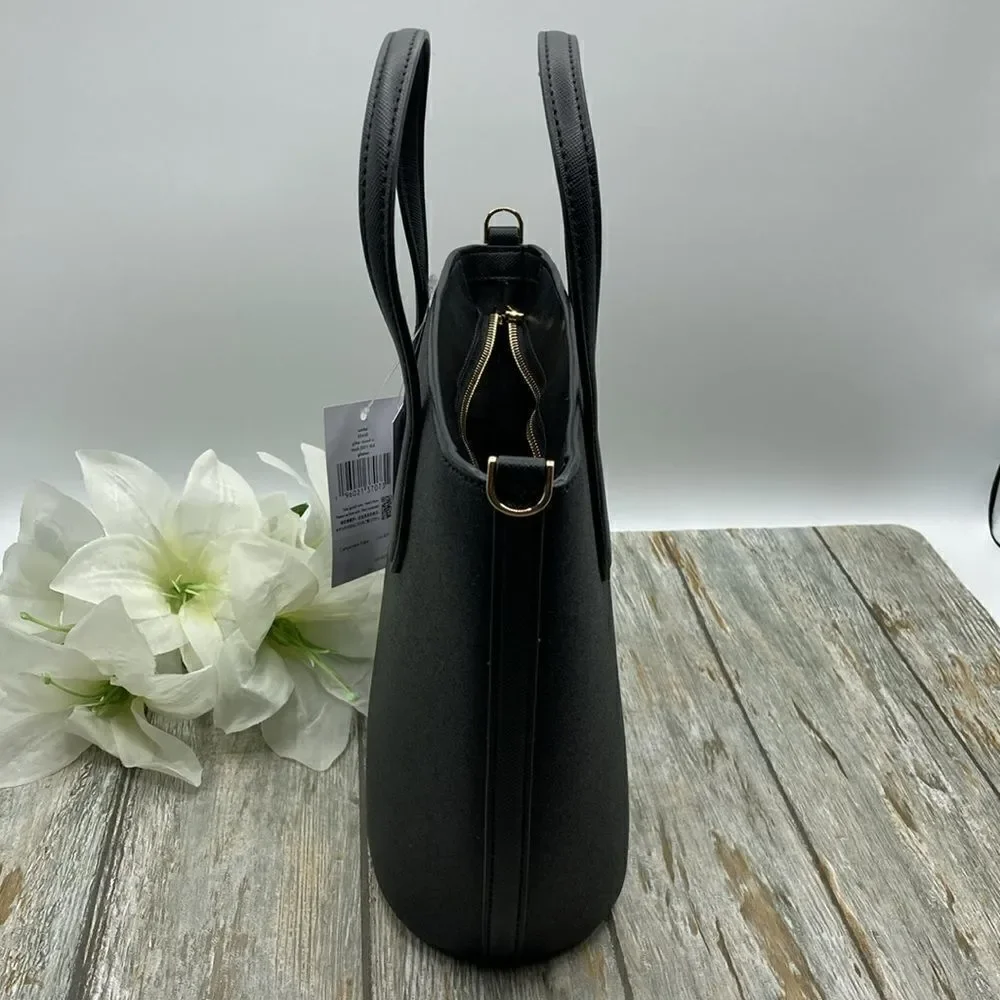 Kate Spade Purse Black Glimmer Glitter Satchel Crossbody Hand Bag